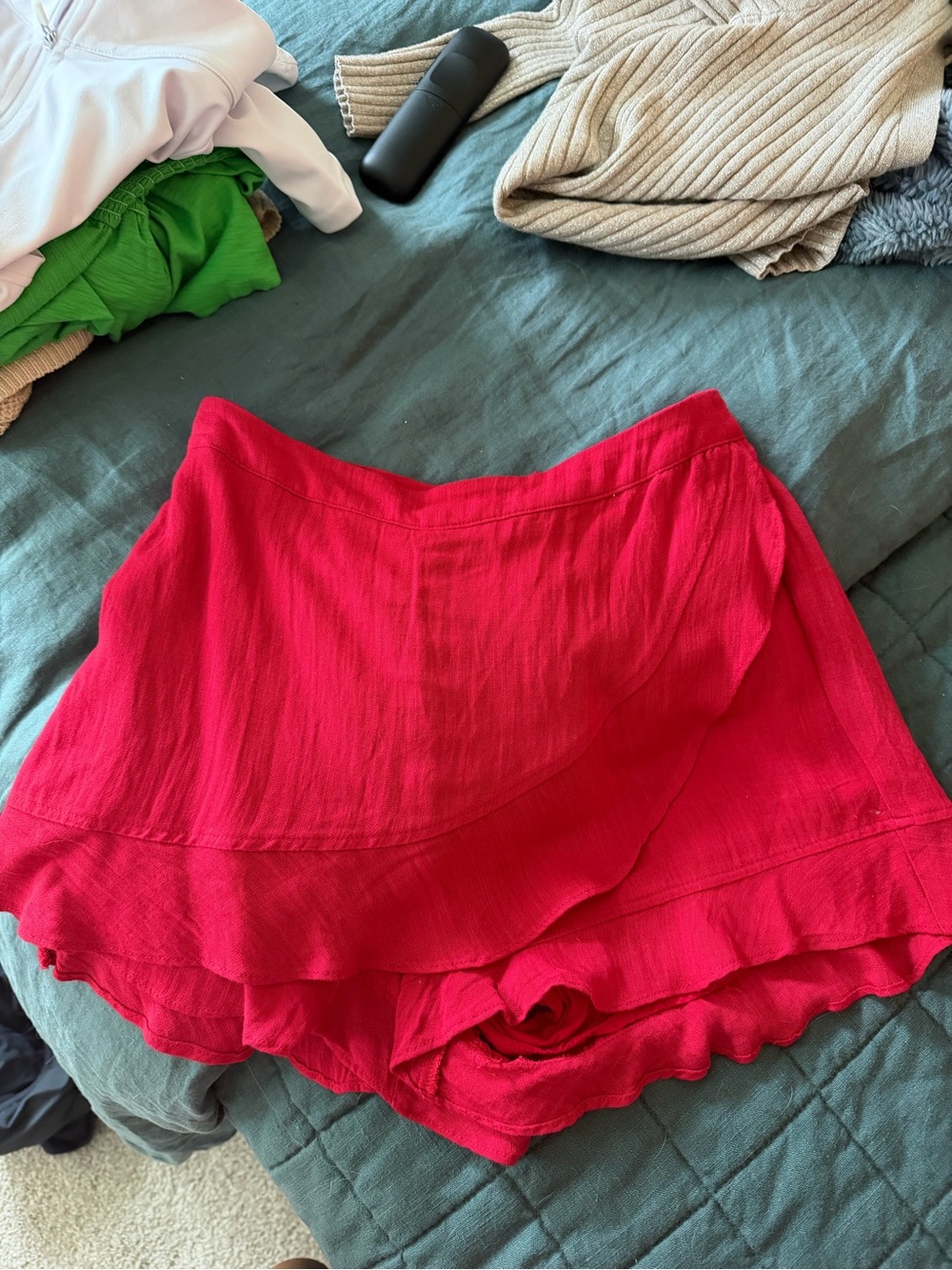 Altar'd State Red Ruffled Mini Skirt